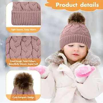 Zando Baby Girl Hats Kids Winter Hat Infant Pom Pom Beanie Toddler Caps Knit Warm Beanies Cap for Ba...