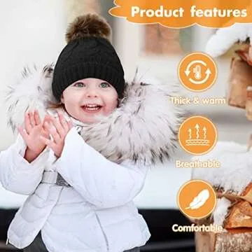 Zando Baby Girl Winter Hats with Pompom for Infants