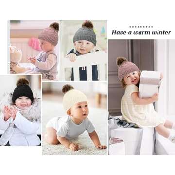 Zando Baby Girl Winter Hats with Pompom for Infants