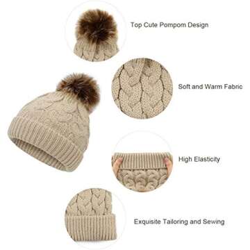 Zando Baby Girl Winter Hats with Pompom for Infants