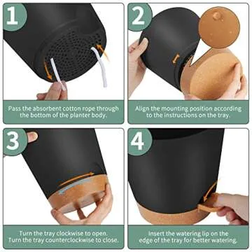 GARDIFE Plant Pots 8/7/6.5/6/5.5/5 Inch Self Watering Planters with Drainage Hole, Plastic Flower Pots, Nursery Planting Pot for All House Plants, African Violet, Flowers, and Cactus,Black