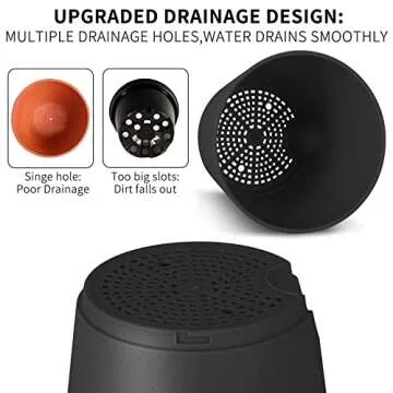 GARDIFE Plant Pots 8/7/6.5/6/5.5/5 Inch Self Watering Planters with Drainage Hole, Plastic Flower Pots, Nursery Planting Pot for All House Plants, African Violet, Flowers, and Cactus,Black