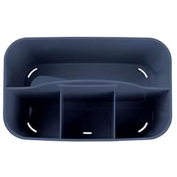 mDesign Small Plastic Shower/Bath Storage Organizer Caddy Tote with Handle for Dorm, Shelf, Cabinet - Hold Soap, Shampoo, Conditioner, Combs, Brushes, Lumiere Collection, Navy Blue