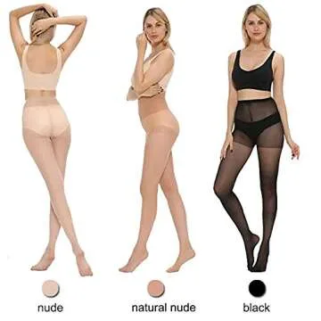 Buy MANZI Black Sheer Pantyhose for Women - 6 Pairs