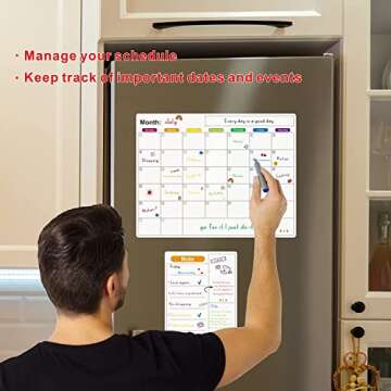 JANCHN Magnetic Dry Erase Fridge Calendar - 2 Sizes