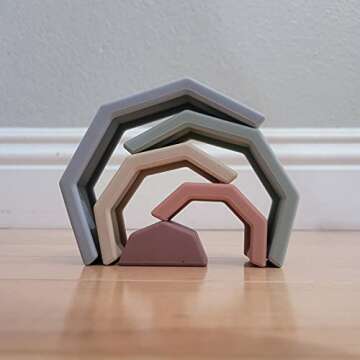 Geo by Lelolo™ Geometric First Stacking Toys and Teethers – My Tiny Rainbow | Baby's First Rainbow | 0+ Months