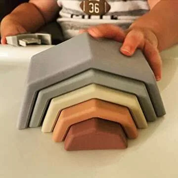 Geo by Lelolo™ Geometric First Stacking Toys and Teethers – My Tiny Rainbow | Baby's First Rainbow | 0+ Months