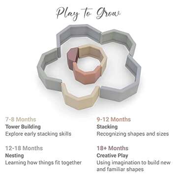 Geo by Lelolo™ Geometric First Stacking Toys and Teethers – My Tiny Rainbow | Baby's First Rainbow | 0+ Months