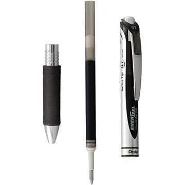 Pentel Energel 0.7 mm RTX Retractable Liquid Gel Pen - Pack of 10 Black Ink Metal Tip - Medium Line - Premium Energel Liquid Gel Ink Pens 0.7 mm - Great for Office, School & Home for Women & Men