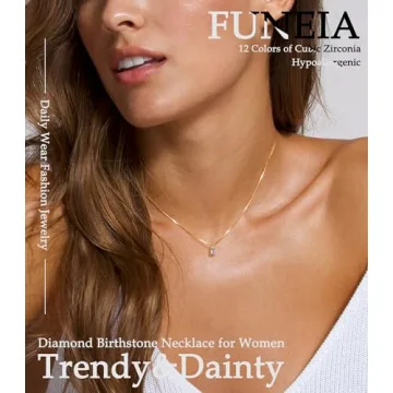 Exquisite FUNEIA 14K Gold Plated Birthstone Necklace