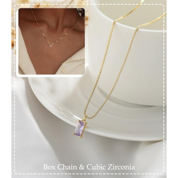 Exquisite FUNEIA 14K Gold Plated Birthstone Necklace