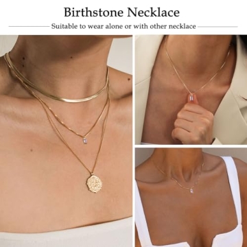 Exquisite FUNEIA 14K Gold Plated Birthstone Necklace