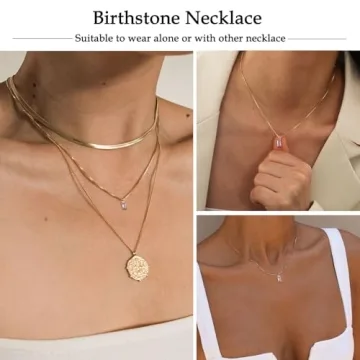 Exquisite FUNEIA 14K Gold Plated Birthstone Necklace