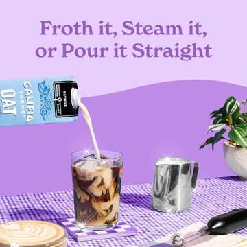 Califia Farms - Oat Barista Blend Oat Milk, 32 Oz, Dairy Free, Vegan, Plant Based, Gluten Free, Non GMO, Milk Frother, Coffee Creamer