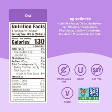 Califia Farms - Oat Barista Blend Oat Milk, 32 Oz, Dairy Free, Vegan, Plant Based, Gluten Free, Non GMO, Milk Frother, Coffee Creamer