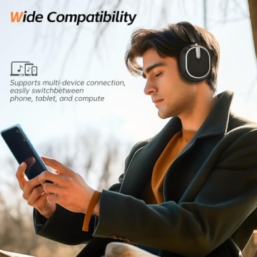 MMWOWARTS Hybrid Active Noise Cancelling Bluetooth Headphones - 60H Playtime, Hi-Res Audio, Deep Bas...