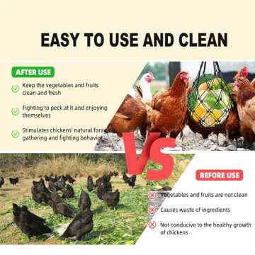 Upgraded Extended Hanging Feeder, Chicken Vegetable Hanging Feeder Toy,Chicken Vegetable String Bag Poultry Fruit Holder Chicken Cabbage Feeder Treat Feeding Tool,Chicken Veggies Skewer (Packag1)
