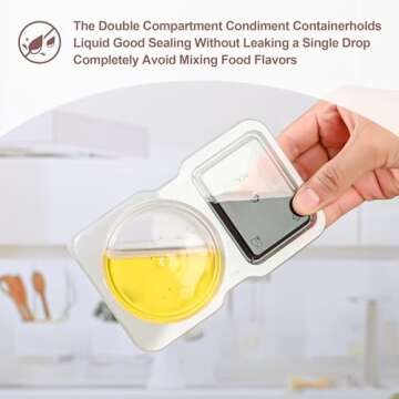 20PCS Double Compartment Condiment Container Reusable Snack Container 2 Condiment Containers With Lids Snack Pack Container Sauce Containers Condiment Containers With Used For Take-out Condiments