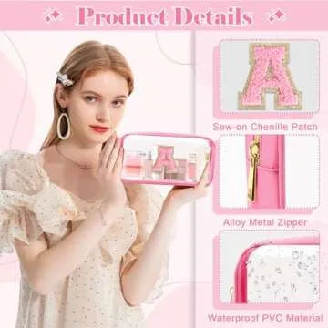 Personalized Initial Letter Clear Makeup Bag for Women