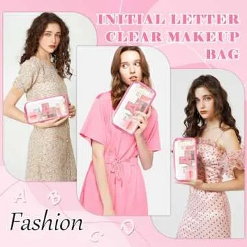 Personalized Initial Letter Clear Makeup Bag for Women