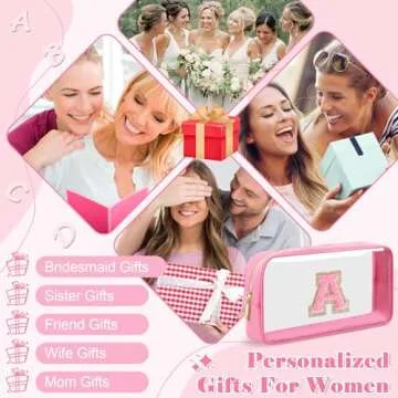 Personalized Initial Letter Clear Makeup Bag for Women