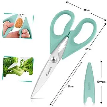 Kitchen Shears, iBayam Kitchen Scissors Heavy Duty Meat Scissors Poultry Shears, Dishwasher Safe Food Cooking Scissors All Purpose Stainless Steel Utility Scissors, 2-Pack (Aqua Sky)