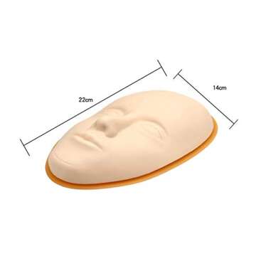 Healthcom 3 Pcs 5D Facial Tattoo Skin Practice Head Silicone Fake Facial Training Skin with 1 Suppor...