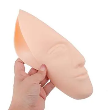 Healthcom 3 Pcs 5D Facial Tattoo Skin Practice Head Silicone Fake Facial Training Skin with 1 Support Base Eyebrow Eyeliner Lips Model Microblading Permanent Makeup for Beginners and Artists