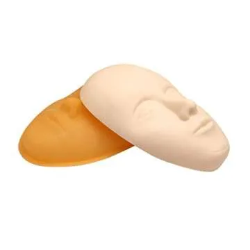 Healthcom 3 Pcs 5D Facial Tattoo Skin Practice Head Silicone Fake Facial Training Skin with 1 Support Base Eyebrow Eyeliner Lips Model Microblading Permanent Makeup for Beginners and Artists