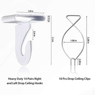 OALEN 20 Drop Ceiling Hooks for Classrooms & Offices, White Heavy Duty Ceiling Hooks for Hanging Pla...