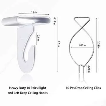 OALEN 20 Drop Ceiling Hooks for Classrooms & Offices, White Heavy Duty Ceiling Hooks for Hanging Pla...