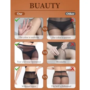 Buauty Sheer Black Tights for Women - 20D Comfort