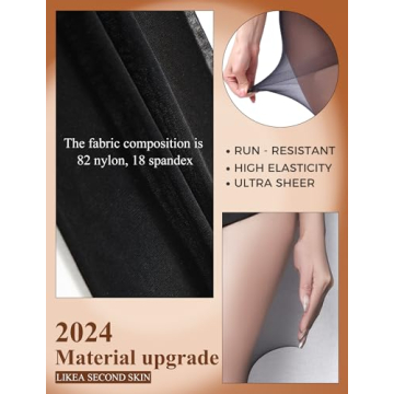 Buauty Sheer Black Tights for Women - 20D Comfort