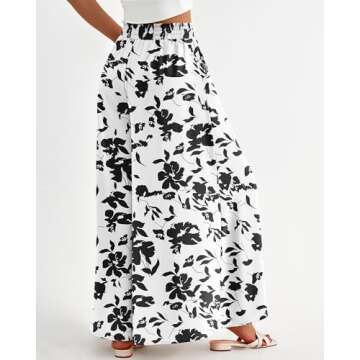 BTFBM Women Casual High Waist Wide Leg Pants Summer Floral Solid Long Palazzo Pants Lounge Beach Trousers with Pocket