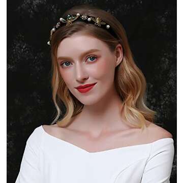 LUKSKISS Handmade Rhinestone Velvet Headband for Women, Luxury Vintage Princess Design, Hair Styling, Christmas Party