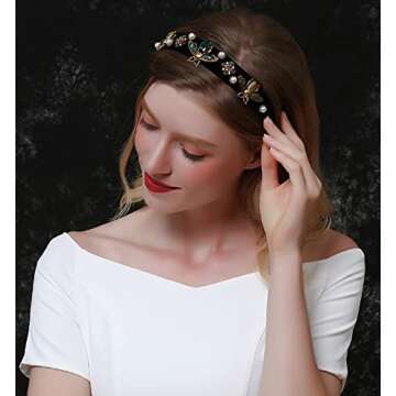 LUKSKISS Handmade Rhinestone Velvet Headband for Women, Luxury Vintage Princess Design, Hair Styling, Christmas Party