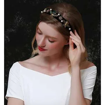 LUKSKISS Handmade Rhinestone Velvet Headband for Women, Luxury Vintage Princess Design, Hair Styling, Christmas Party