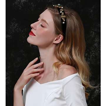 LUKSKISS Handmade Rhinestone Velvet Headband for Women, Luxury Vintage Princess Design, Hair Styling, Christmas Party