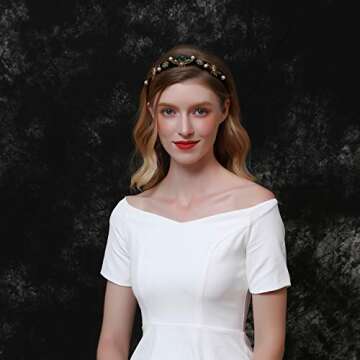 LUKSKISS Handmade Rhinestone Velvet Headband for Women, Luxury Vintage Princess Design, Hair Styling, Christmas Party