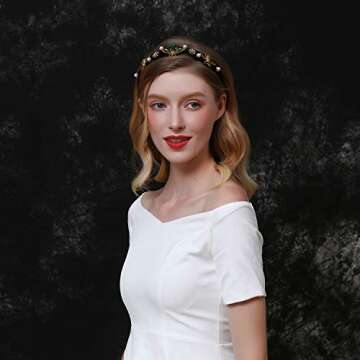 LUKSKISS Handmade Rhinestone Velvet Headband for Women, Luxury Vintage Princess Design, Hair Styling, Christmas Party