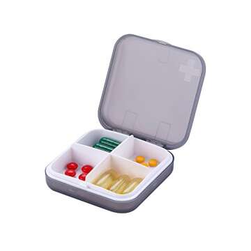 ZDQZC Portable Pill Organizer - Slim Pill Box for Purse or Travel, Compact Pill Case(4+6 Compartment...