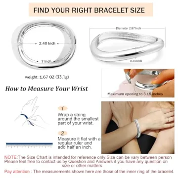 Elegance Silver Cuff Bangle Bracelet for Women Gift