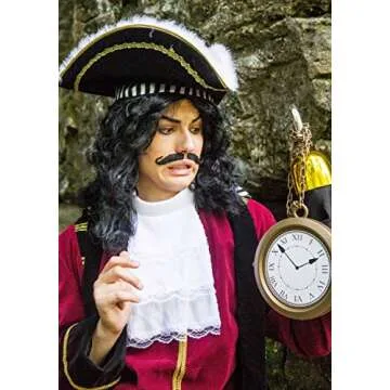 Adult Deluxe Captain Hook Costume Mens, Maroon Fancy Pirate Neverland Halloween Outfit
