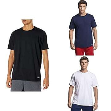 Russell Athletic Men's Cotton Performance Short Sleeve T-Shirt, 3 Pack: Black/Navy/White, S