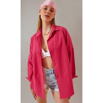 Stylish BIG DART Oversized Button Down Women Shirts