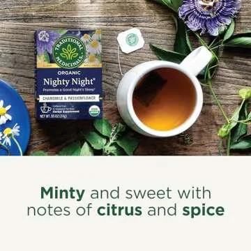 Traditional Medicinals Tea, Organic Nighty Night, Relax & Get a Good Night's Sleep, Includes Spearmint 96 Tea Bags (6 Pack)