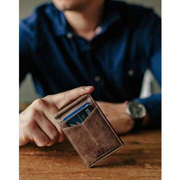 SERMAN BRANDS RFID Blocking Wallet Slim Bifold - Genuine Leather Minimalist Front Pocket Wallets for...