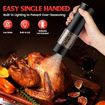 Electric Salt and Pepper Grinder Set with LED and Adjustable Coarseness