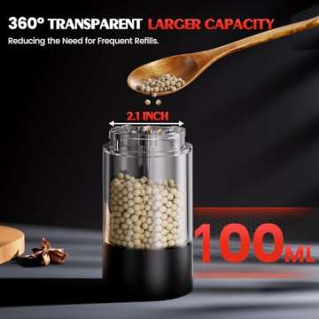 Electric Salt and Pepper Grinder Set with LED and Adjustable Coarseness