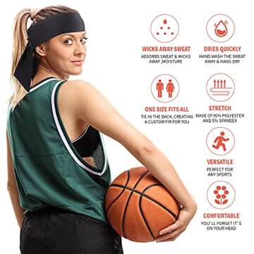 WILLBOND 3 Pack Head Tie Headbands for Women Men Ninja Karate Headband Tennis Tie Back Head Band Ath...